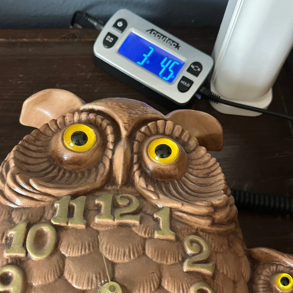 Vintage Ceramic Owl Family Wall Clock Exc Rustic Woodland Decor Retro MCM Kitsch